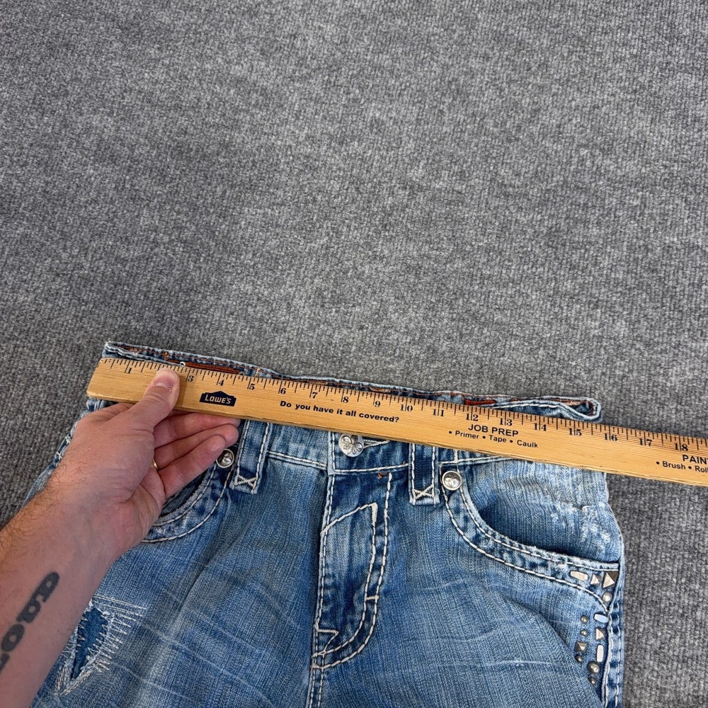 Rock Revival Jeans Men 31x32 Paul Boot Cut Bootleg Flap Pocket Distressed Studs - Picture 8 of 13